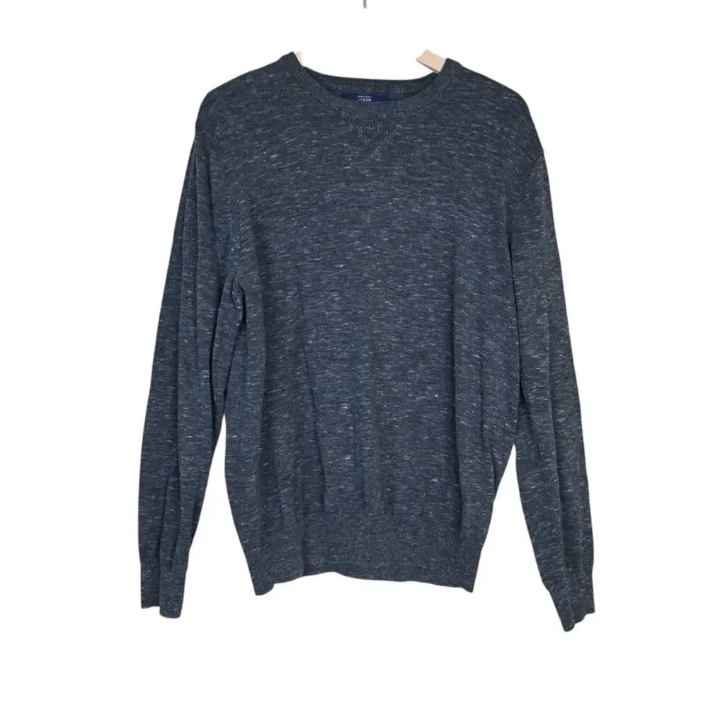 J. Crew Mens 100% Cotton Crew Neck Sweater in Gray Size Large
